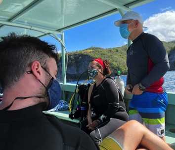 Masks on board dive boat